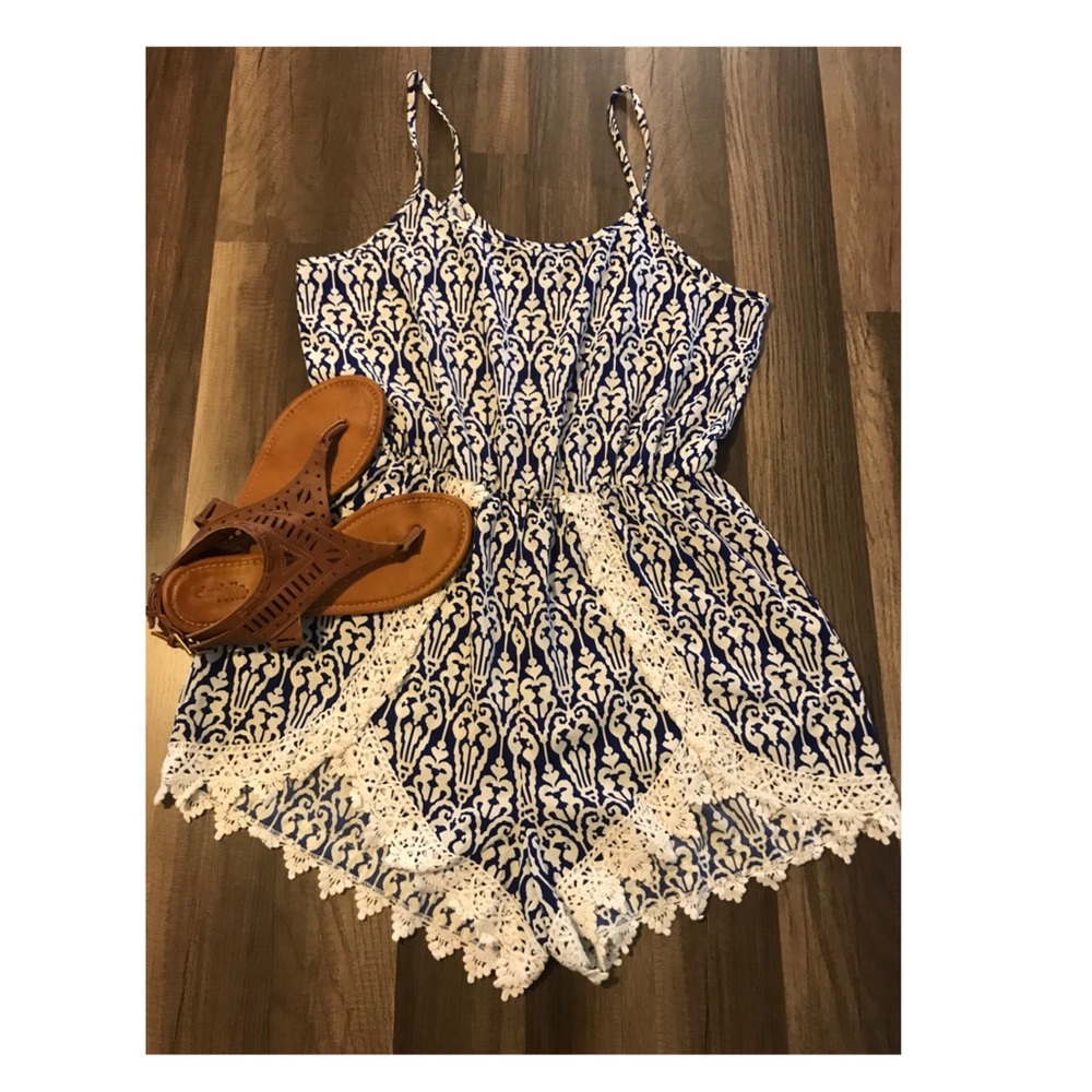 !SOLD! Blue and white romper